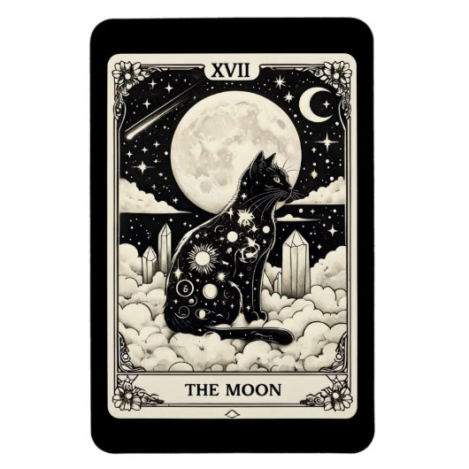 Magnet Flexible Carte Tarot Cat La Lune Graphique (Vertical)