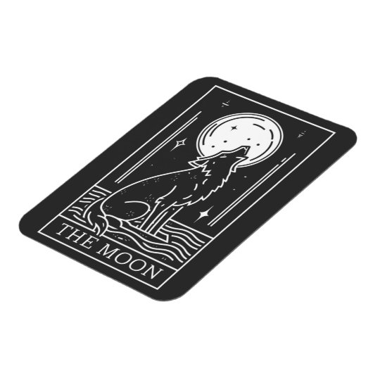 Magnet Flexible Carte Tarot Le Loup Lune hurlant (Côté Gauche)