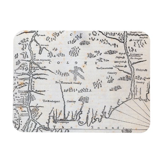 Magnet Flexible Carte vintage du Connecticut (Horizontal)