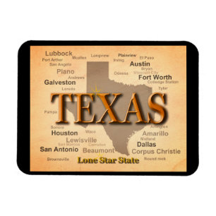 Magnet Flexible Carte Vintage du Texas