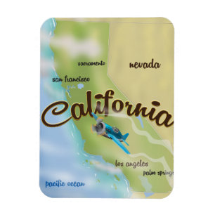 Magnet Flexible Carte vintage et affiche de voyage de Californie É