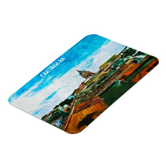 Magnet Flexible Carthagène Colombie Peinture Ville Vue (Côté Gauche)
