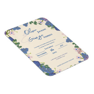 Magnet Flexible Carton d'invitation de mariage floral bleu violet