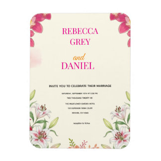 Magnet Flexible Carton d'invitation floral à l'orchidée rose éléga