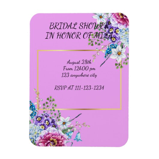 MAGNET FLEXIBLE CARTON D'INVITATION POUR LANCEMENT DE MARIÉE (Vertical)