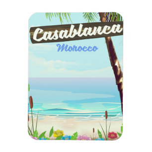 Magnet Flexible Casablanca Maroc, poster vintage romantique