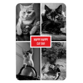 Magnet Flexible cat day black white red  (Vertical)