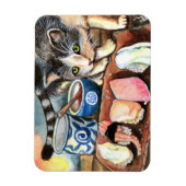 Magnet Flexible Cat Looking at Sushi (Vertical)