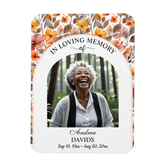 Magnet Flexible Celebration Of Life Floral Funeral Keepsake (Vertical)