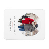 Magnet Flexible Cercle photo Rouge minimaliste Joyeux Noël (Horizontal)