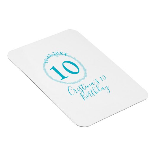 Magnet Flexible Cercle turquoise. Parties scintillant ronde 10e an (Côté Droit)