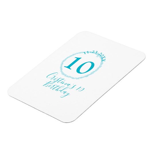 Magnet Flexible Cercle turquoise. Parties scintillant ronde 10e an (Côté Gauche)