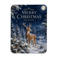 Cerf élégant de Noël, Gravure forestière vintage