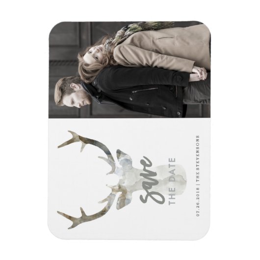 Magnet Flexible Cerf RUSTIQUE EN COULEUR D'EAU | ENREGISTRER LE MA (Vertical)