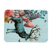 Magnet Flexible Cerf Turquoise en Forêt de Champignons 2 (Horizontal)