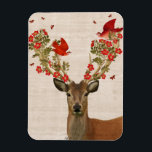Magnet Flexible Cerfs et Inséparables<br><div class="desc">Cerfs et Inséparables par Fab Funky. Deer pose avec ses amis en plumes et des fleurs sur ses bois. | 190909D</div>