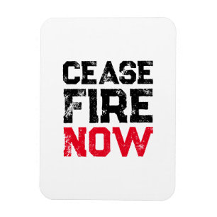 Magnet Flexible Cessez le feu maintenant noir rouge blanc grunge t