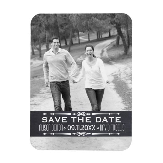 Magnet Flexible Chalkboard Enregistrer la date simple photo mariag (Vertical)