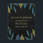 Magnet Flexible Chalkboard Leaf Wedding Enregistrer La Date<br><div class="desc">Ces Magnet Réservez la date sont parfaits pour tout couple qui planifie une fête mariage moderne et branchée. Le design se compose d'un élégant arrière - plan en damier avec des feuilles feuillus chic dessinés à la main dans les tons bleu et vert. Le design simple peut être personnalisé pour...</div>