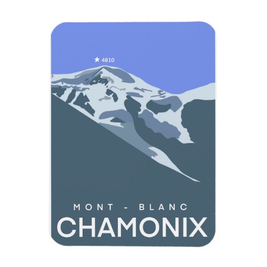 Magnet Flexible Chamonix, Mont-Blanc, numériquement dessiné, souve (Vertical)