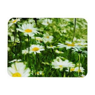 Magnet Flexible Champ de marguerites sauvages blanches Abstrait