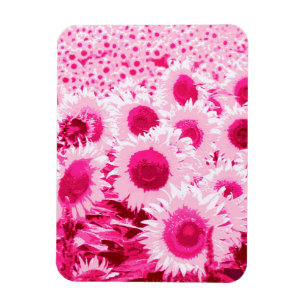 Magnet Flexible Champ des tournesols - nuances de rose fuchsia