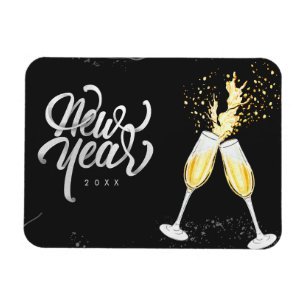 Magnet Flexible Champagne Gold Black Verre Confetti Moderne