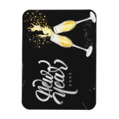 Magnet Flexible Champagne Gold Black Verre Confetti Moderne (Vertical)