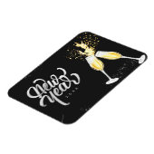Magnet Flexible Champagne Gold Black Verre Confetti Moderne (Côté Gauche)
