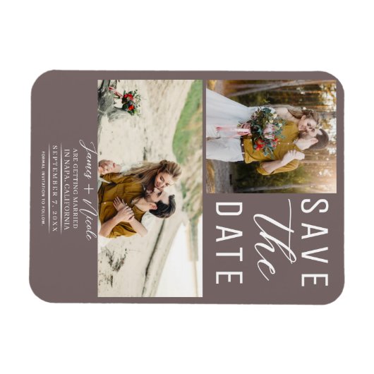 Magnet Flexible Champignons Taupe 2 Photos Enregistrer la date Mar (Horizontal)