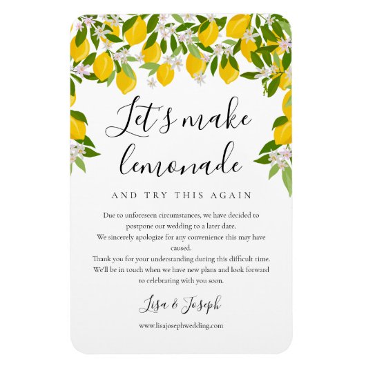 Magnet Flexible Changer la date de mariage reporté verdure citrons (Vertical)