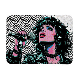 Magnet Flexible Chanteur Pop Art Rose Clair Rockeur Punk Amateurs