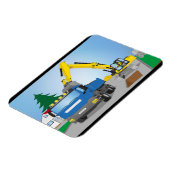 Magnet Flexible Chantier de route avec camion bleu et drague jaune (Côté Gauche)