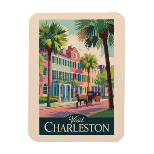 Magnet Flexible Charleston Caroline du Sud Illustration Art de Voy
