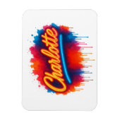 Magnet Flexible Charlotte Neon Script - Street Art Splash Design (Vertical)