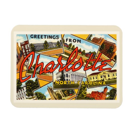 Magnet Flexible Charlotte North Carolina NC Ancienne carte postale (Horizontal)