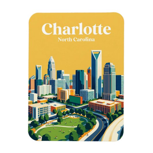 Magnet Flexible Charlotte Skyline États-Unis (Vertical)