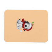 Magnet Flexible Charmant chien de Noël avec chapeau de Père Noël & (Horizontal)
