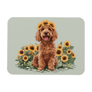 Magnet Flexible Charmant chien Goldendoodle portant une couronne d
