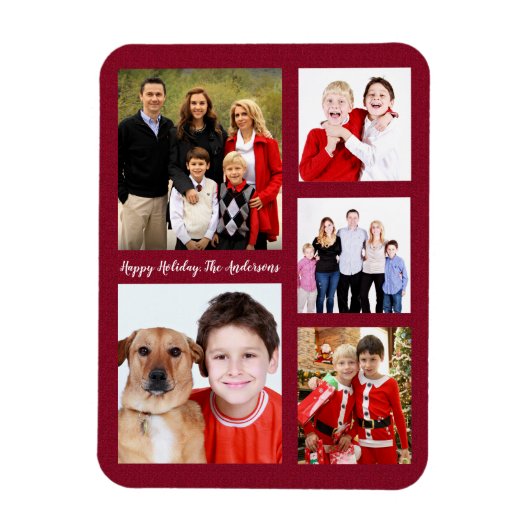 Magnet Flexible Charming Holiday Famille Photo Collage Monogramme (Vertical)