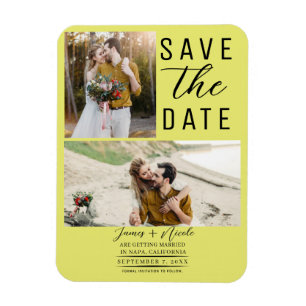 Magnet Flexible Chartreuse 2 Photos Enregistrez la date du mariage