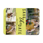 Magnet Flexible Chartreuse Enregistrer la date Mariage 3 photos (Horizontal)