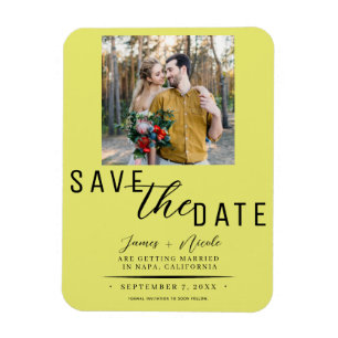 Magnet Flexible Chartreuse Enregistrer la date Photo Mariage