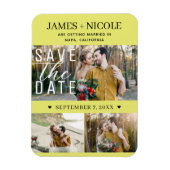 Magnet Flexible Chartreuse moderne Enregistrer la date Mariage 3 p (Vertical)