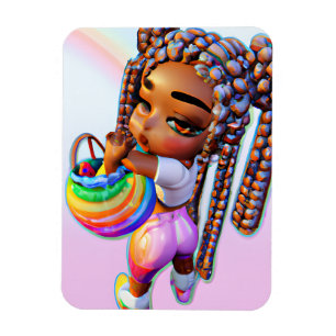 Magnet Flexible Chasse aux oeufs de Pâques Fille noire Magie Melan