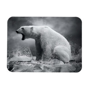 Magnet Flexible Chasseur d'ours blanc sur la glace dans l'eau