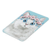 Magnet Flexible Chat à fleurs blanc doux (Côté Gauche)