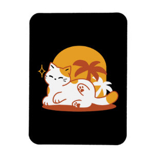 Magnet Flexible Chat adorable se relaxer au soleil - Animal de com