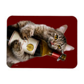 Magnet Flexible Chat Avec Bouteille De Vin (Horizontal)