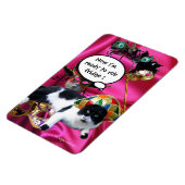 MAGNET FLEXIBLE CHAT AVEC CASQUETTE HARLEQUIN ET MASQUERADE DE FÊT (Côté Gauche)